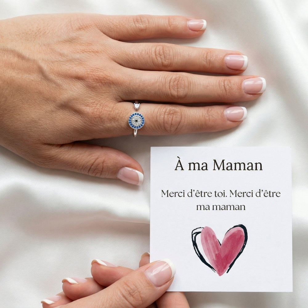 Bague Anti-Stress Rotative Ajustable - Oeil Du Bonheur - Pour Maman