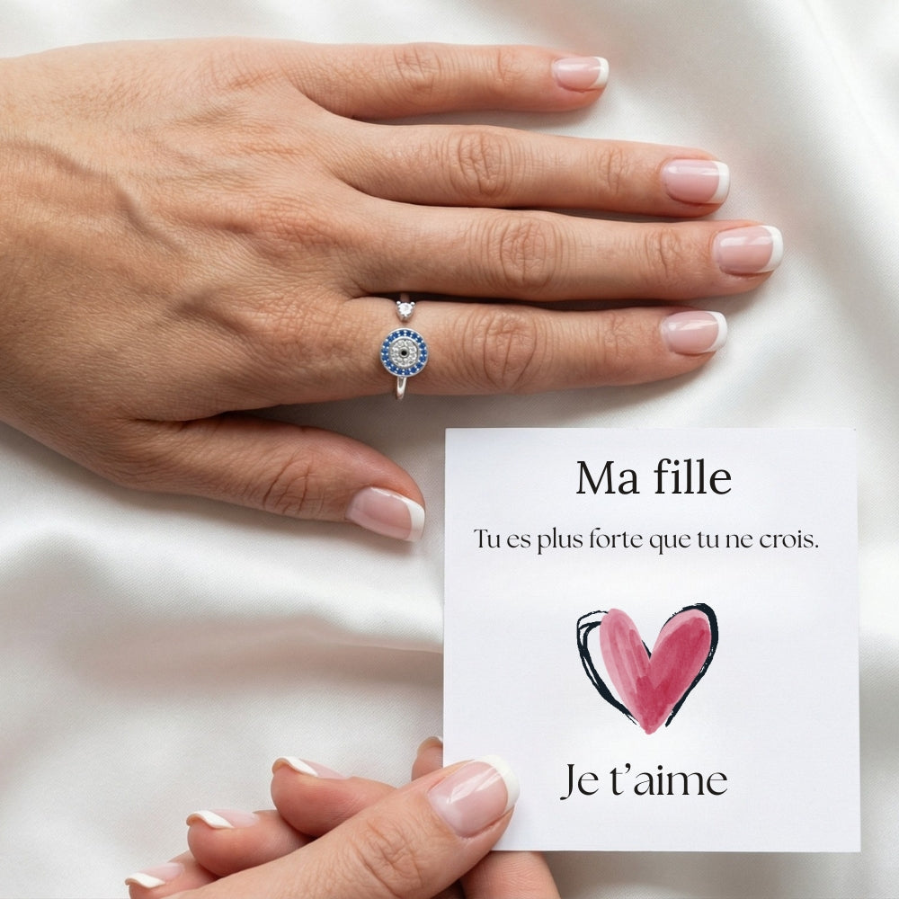 Bague Anti-Stress Rotative Ajustable - Oeil Du Bonheur - Pour Ma Fille