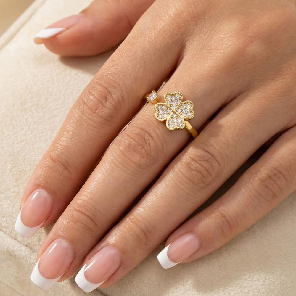 Bague Anti-Stress Rotative Ajustable - Trèfle De Chance - Pour Ma Femme