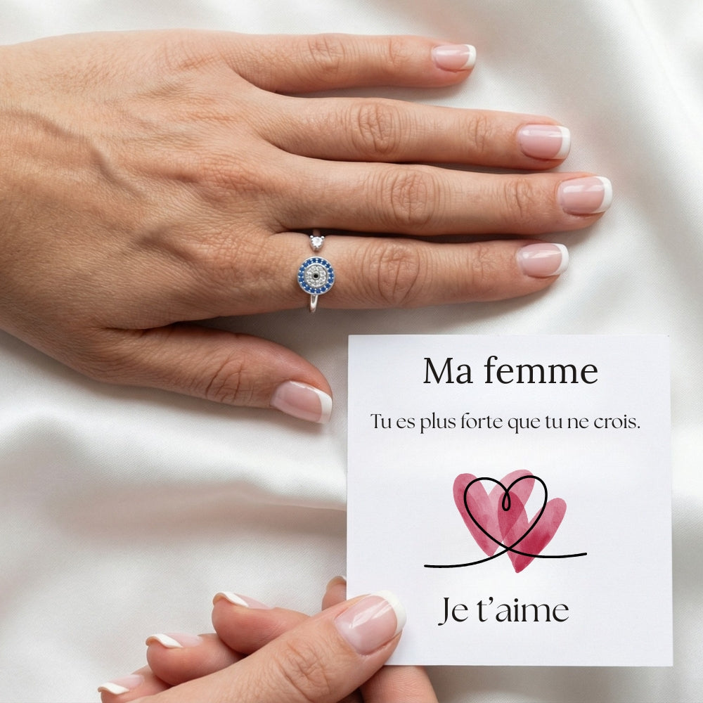 Bague Anti-Stress Rotative Ajustable - Oeil Du Bonheur - Pour Ma Femme